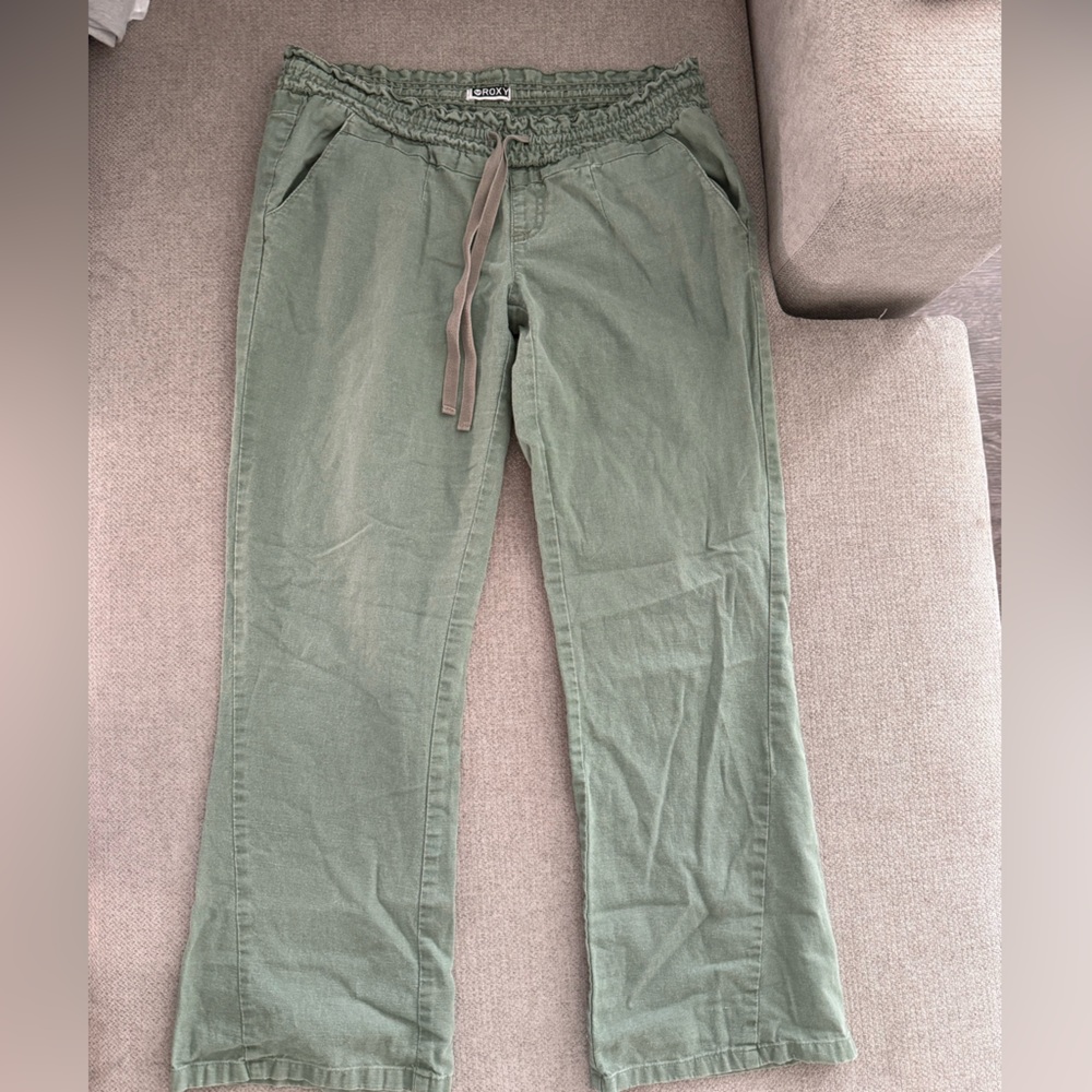 Navy green Roxy beach linen pants size m